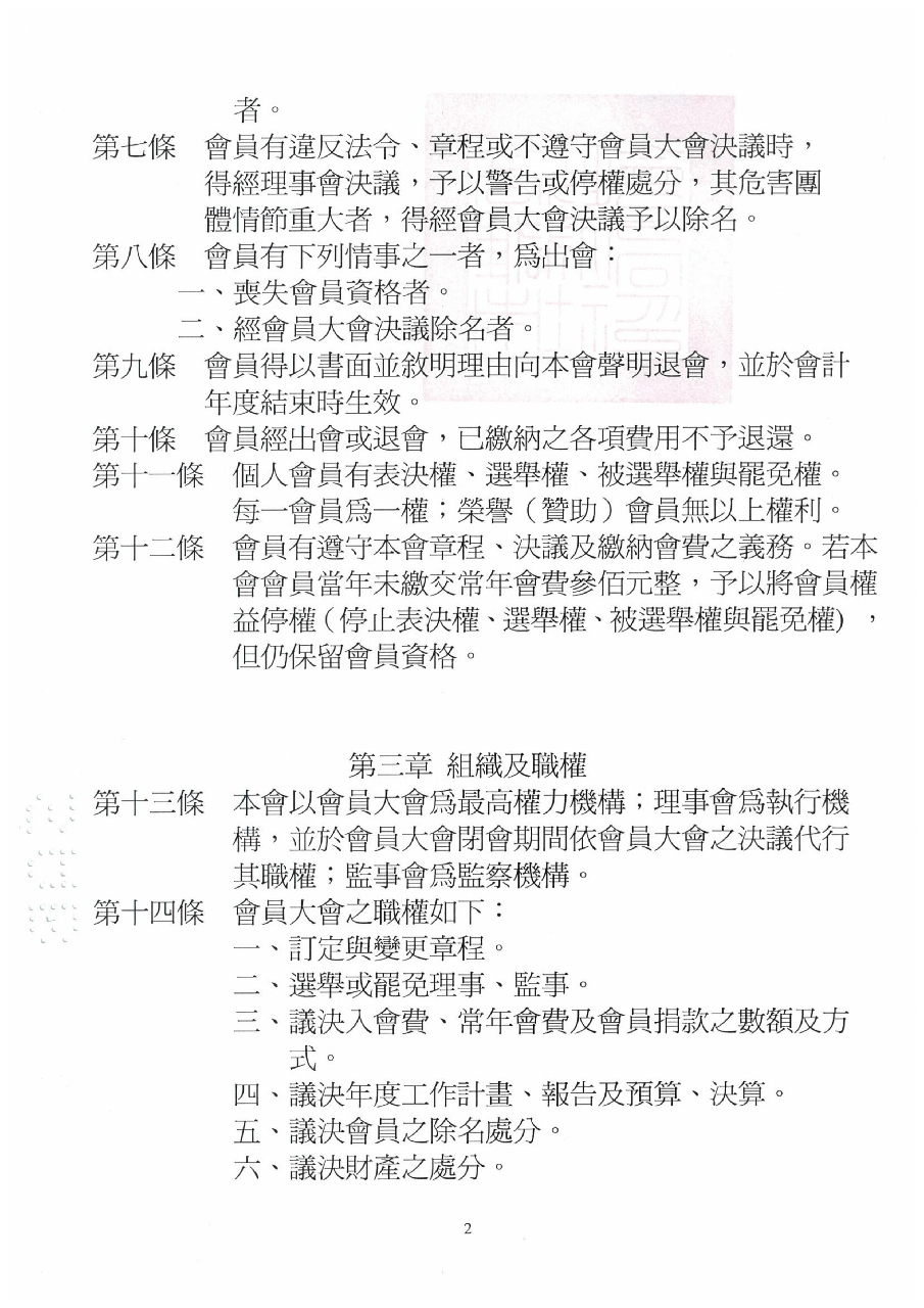 校友會組織章程 核定組織章程